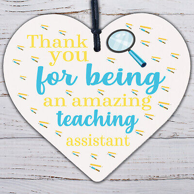 Amazing Teacher Teaching Assistant Leaving Gift Wooden Heart Plaque Thank You