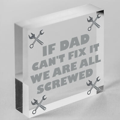 Dad Fix It Screwed Man Cave Garage Shed Plaque Funny Dad Birthday Christmas Gift