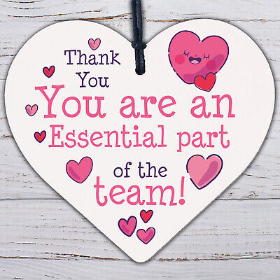 THANK YOU Gifts For Colleagues Employee Wooden Heart Plaque Office Work Gifts