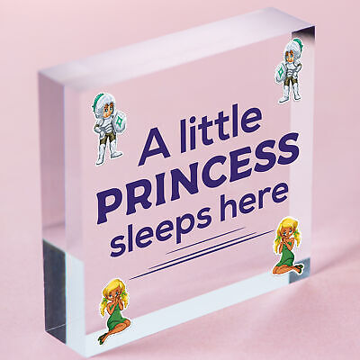 Princess Sleeps Plaque Door Nursery Bedroom Sign Gift Baby Girls Fairytale Decor