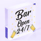 Bar Sign Pub Club Home Bar Open Display Hanging Plaque Kitchen Friendship Gift