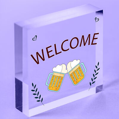 Shabby Chic Welcome Sign To Home Bar Pub Plaque Garden Summerhouse Sign