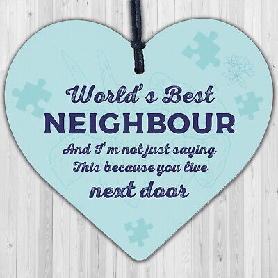 Christmas Best Neighbour Gifts Wooden Heart Keepsake Friendship Thank You Plaque