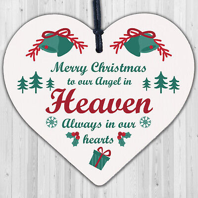 Christmas Heaven Heart In Memory Dad Mum Memorial Xmas Tree Bauble Decoration