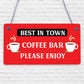 Coffee Bar Hanging Wall Plaque Home Decor Kitchen Cafe Sign Gifts For Women