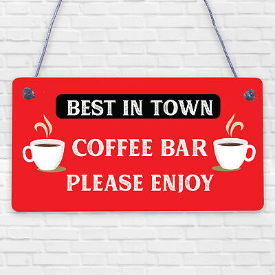 Coffee Bar Hanging Wall Plaque Home Decor Kitchen Cafe Sign Gifts For Women