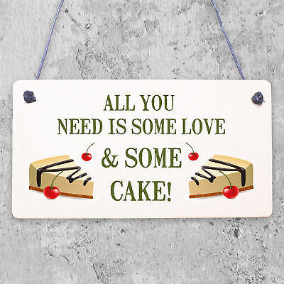 All You Need Is Love & Cake Funny Hanging Wedding Plaque Table Decoration Sign