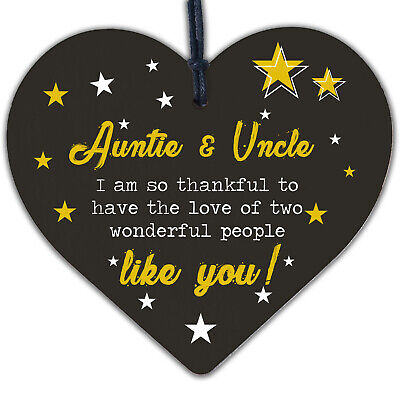 Auntie Gifts For Uncle Thank You Wooden Heart Plaque Chic Sign Birthday Presents