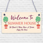 Welcome Signs For Summerhouse Hanging Wall Garden Plaque New Home Gift