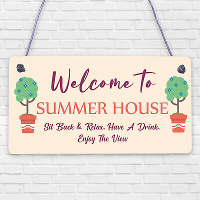 Welcome Signs For Summerhouse Hanging Wall Garden Plaque New Home Gift