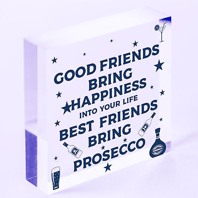 Best Friend Prosecco Friendship Birthday Wooden Heart Alcohol Garden Sign Gifts