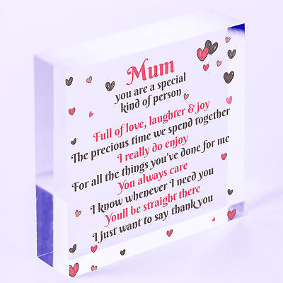 THANK YOU Mum Gifts Wooden Heart For Her Mummy Daughter Birthday Christmas