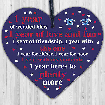 1st Wedding Anniversary 1 Year Gift Handmade Wooden Heart First Wedding Gifts