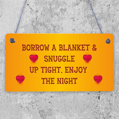 Snuggle Up Tight Enjoy The Night Cute Hanging Wedding Day Plaque Decor Gift Sign