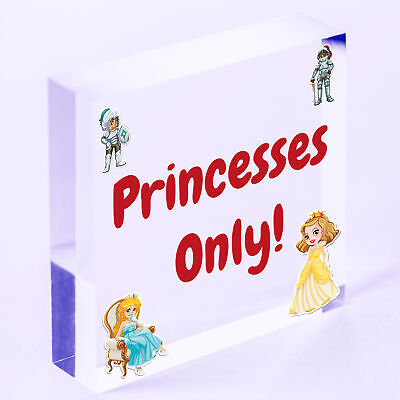 Princesses Only Plaque Door Nursery Bedroom Sign Baby Girl Fairytale Decor Gifts