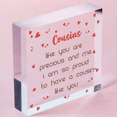 Cousin Gifts Handmade Wood Heart Family Plaque Birthday Keepsake Thank You Gift