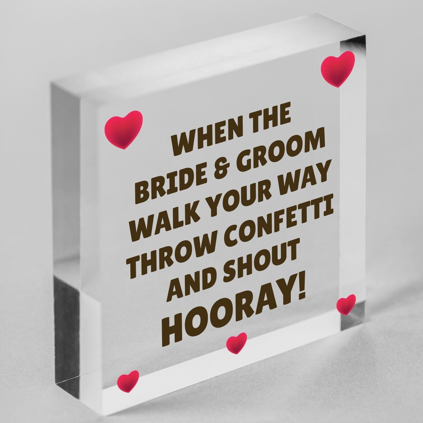 Throw Confetti And Shout Hooray Cute Hanging Wedding Day Plaque Decoration Sign