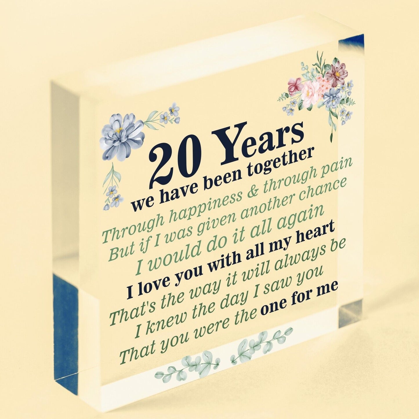 Anniversary 20th Wedding Anniversary Engagement Wood Heart Plaque Gift Keepsake