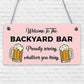 Novelty Backyard Bar Hanging Plaque Garden Alcohol Sign Man Cave Kitchen Decor