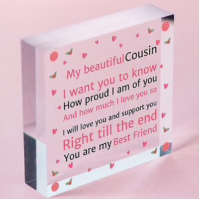 Cousin Birthday Christmas Card Birthday Gift Wooden Heart Thank You Keepsakes