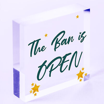 Novelty The Bar Is Open Plaque Home Bar Man Cave Alcohol Beer Vodka Gin Sign