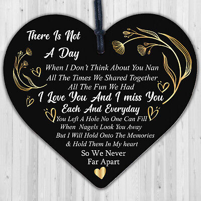 Nan Memorial Gifts Grave Plaque Tribute Sign Wooden Heart Mum Nan Birthday Gifts