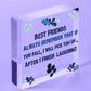 Best Friends Finish Fall Laughing Novelty Wooden Hanging Heart Friendship Plaque