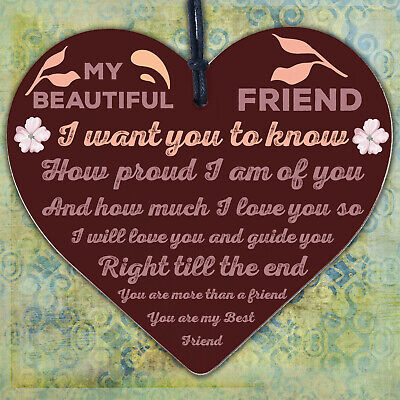 Best Friend Keepsake Gift Wooden Heart Plaque Birthday Christmas Gifts For Women