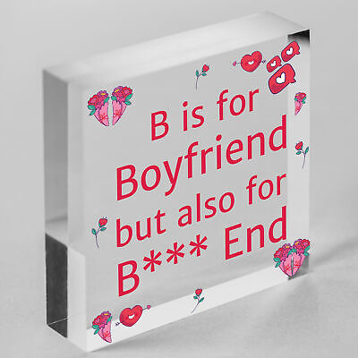 Boyfriend Funny Gifts For Birthday Christmas Wooden Heart Keepsake Plaque Gifts