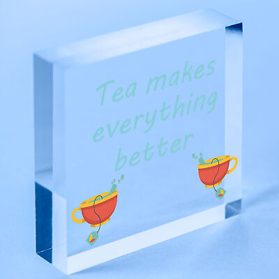 Tea Makes Every Better Kitchen Plaque Vintage Wall Sign Chic Bar Pub Decor Gifts