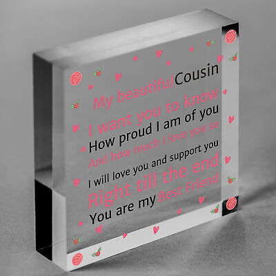 Cousin Birthday Christmas Card Birthday Gift Wooden Heart Thank You Keepsakes