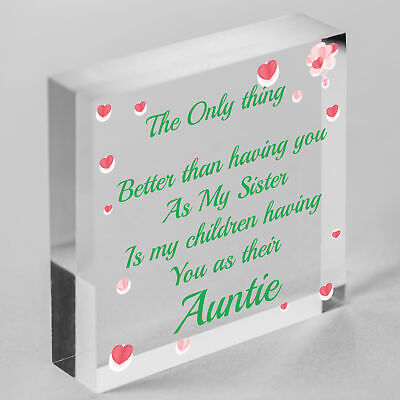 Cute Auntie Heart Plaque Wooden Auntie Birthday Christmas Gifts Sister Plaque