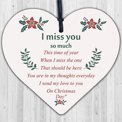 Christmas Miss You Memorial Handmade Hanging Wooden Bauble Tree Decoration Sign