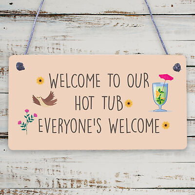 Hot Tub Sign Hanging Novelty Garden Plaque Shed Pool Party Funny Gift Sign