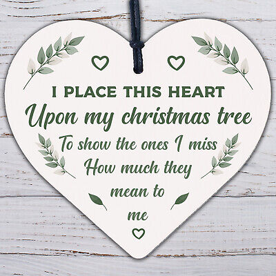 Christmas Tree Decoration Bauble Memorial Poem Wooden Heart Plaque Family Gifts