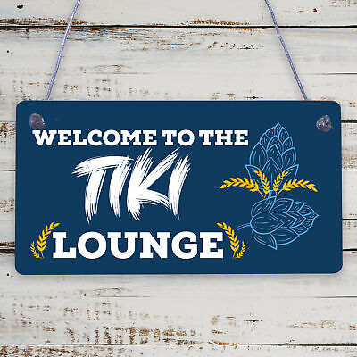 The Tiki Lounge Novelty Home Bar Sign Hanging Garden Bar Decor Tropical Signs