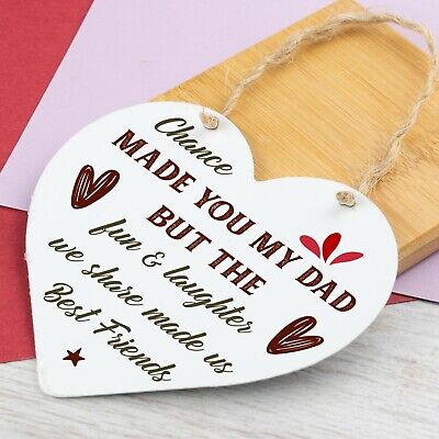 Dad Daddy Gift Fathers Day Wooden Heart Sign Keepsake Gift For Dad Him Thank You