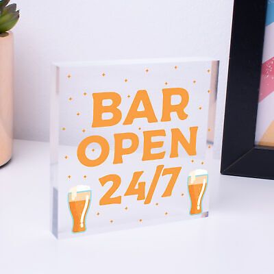 Bar Sign Pub Club Home Bar Open Display Hanging Plaque Kitchen Friendship Gift