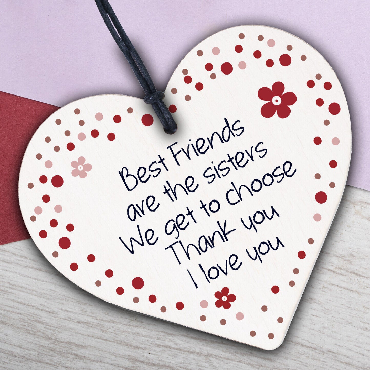 Best Friend Sister Friendship Gifts Wood Heart Birthday Christmas Thank You Gift