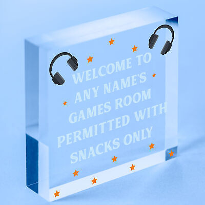 Welcome Sign GAMES ROOM Sign Man Cave Bedroom Door Sign Son Brother Gift