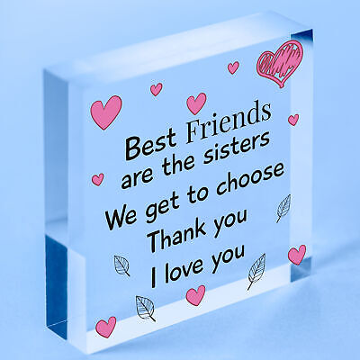 Best Friend Sister Friendship Gifts Wood Heart Birthday Christmas Thank You Gift