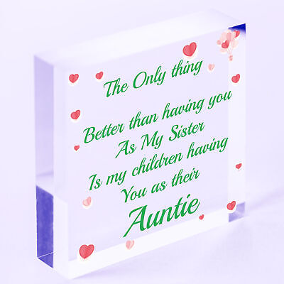 Cute Auntie Heart Plaque Wooden Auntie Birthday Christmas Gifts Sister Plaque