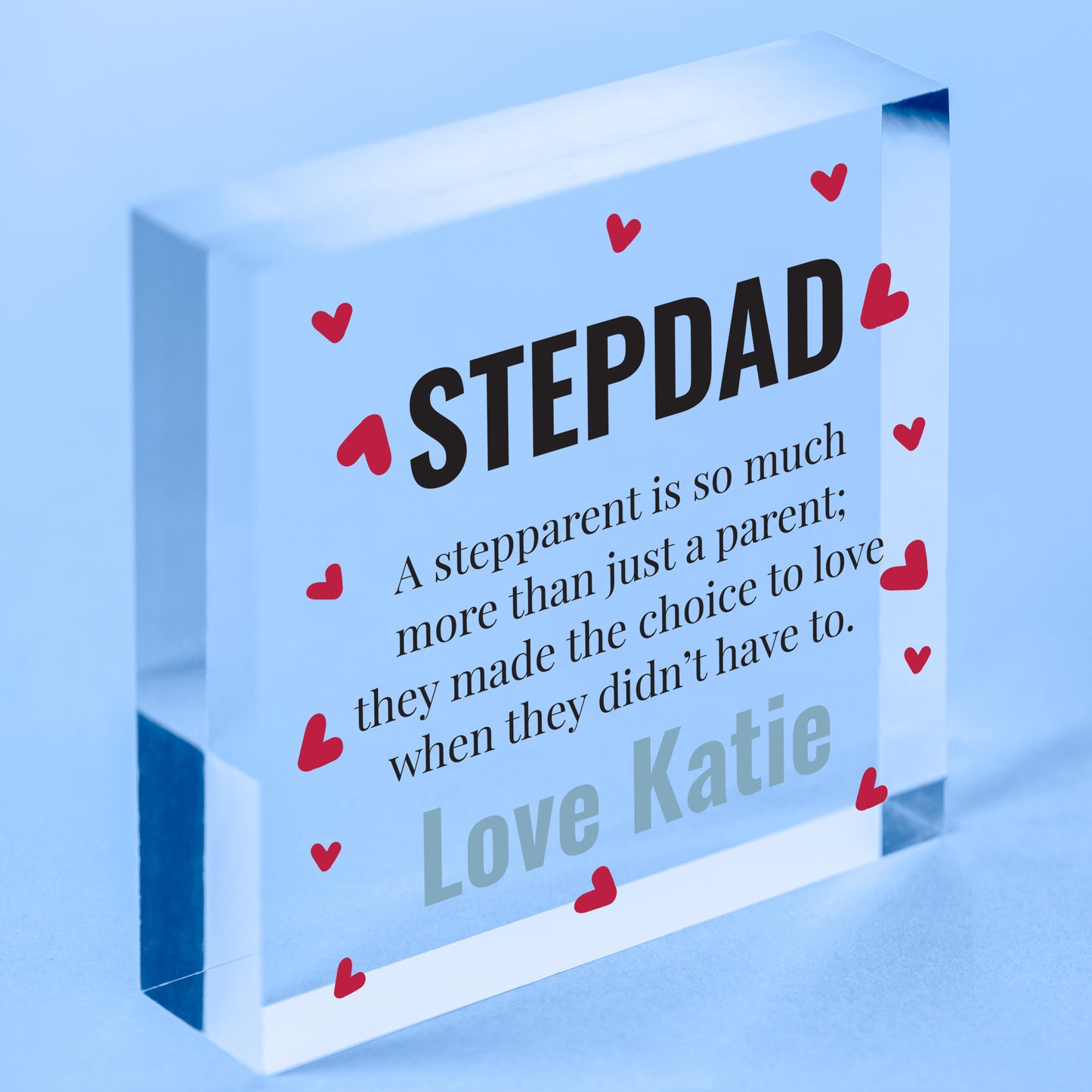 Personalised Step Dad Birthday Christmas Gifts From Son Daughter Clear Block