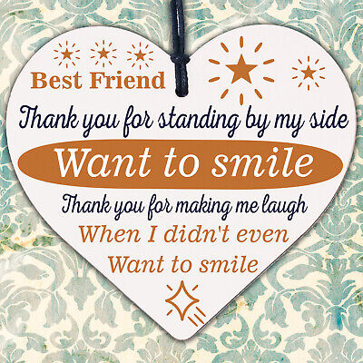 Thank You Friendship Sign Best Friend Plaque Gift Shabby Chic Wood Hanging Heart