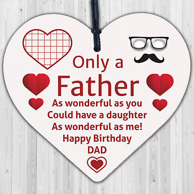 Dad Birthday Gifts From Daughter Wooden Heart Funny Novelty Gift For Him