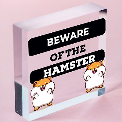 Beware Of The Hamster Novelty Wooden Hanging Shabby Chic Plaque Hamsters Sign