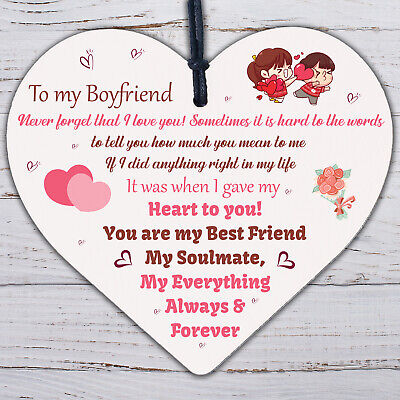 Boyfriend Gift For Anniversary Valentines Day Wood Heart Soulmate Gifts For Him