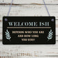 Welcome Sign WELCOME ISH Hanging Door Sign Funny Wall Decor Home Sign