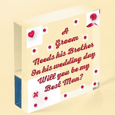 Brother Will You Be My Best Man Invite Wooden Heart Wedding Favours Family Gifts