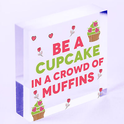 Be A Cupcake Novelty Wooden Hanging Heart Friendship Gift Funny Kitchen Sign New